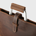 Sac porte-documents cuir marron foncé – Poignée métallique élégante - Vignette | Sacs pour tous