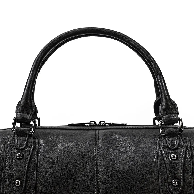 Doubles poignées renforcées du sac de voyage en cuir véritable