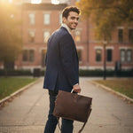 Sac porte-documents cuir marron foncé – Poignée métallique élégante - Vignette | Sacs pour tous