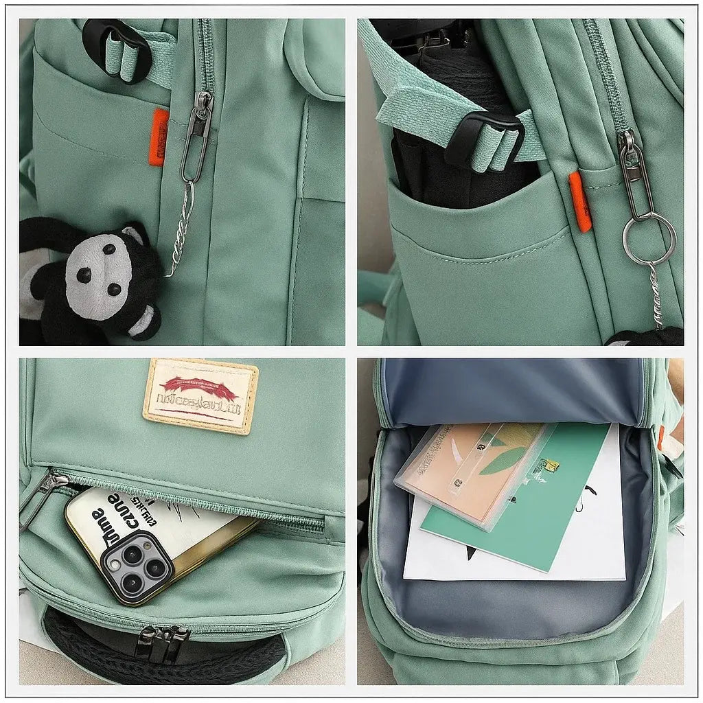 Compartiments internes du sac à dos scolaire unisexe avec poches de rangement