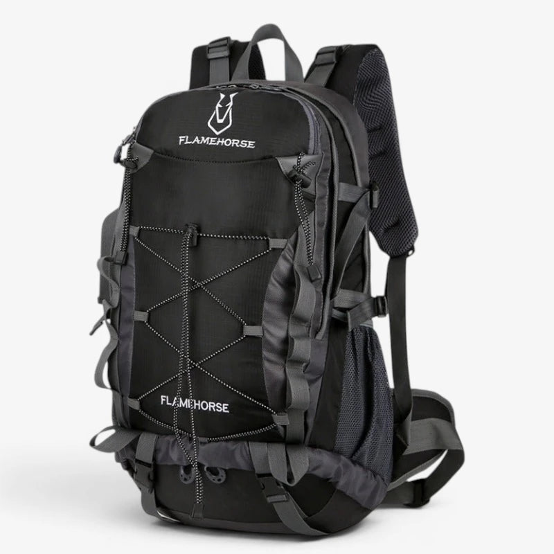 Sac à dos de randonnée 50L – modèle noir avec sangles de serrage et poches filet
