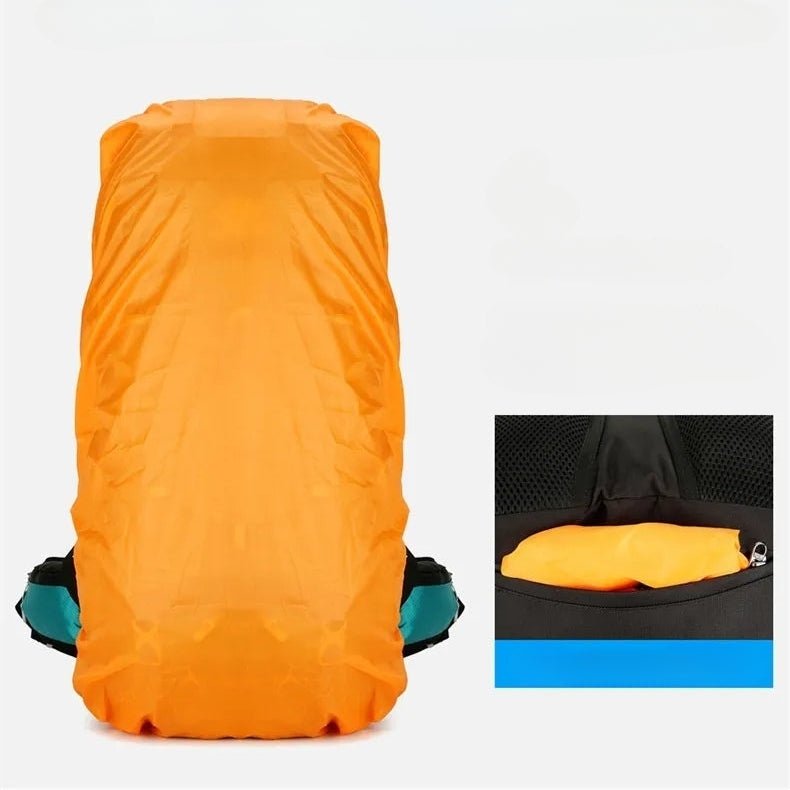 Housse de pluie orange intégrée – protection imperméable pour sac à dos trekking 60L