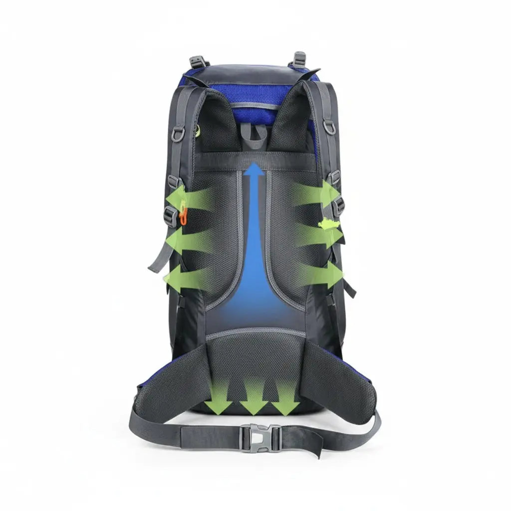 Sac de randonnée 75L bleu marine – Dos renforcé et bretelles ergonomiques – Unisexe