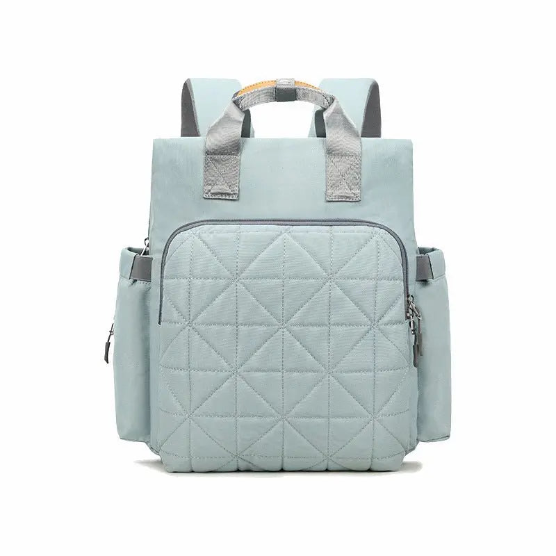 Sac à dos à langer gris clair avec anses renforcées et poche avant