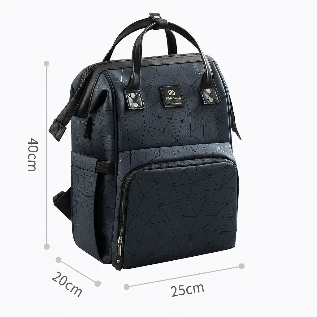 Sac à dos à langer noir dimensions 42 x 25 cm avec grande contenance