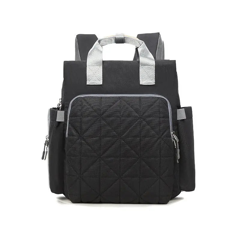 Sac à dos à langer noir avec poche avant matelassée