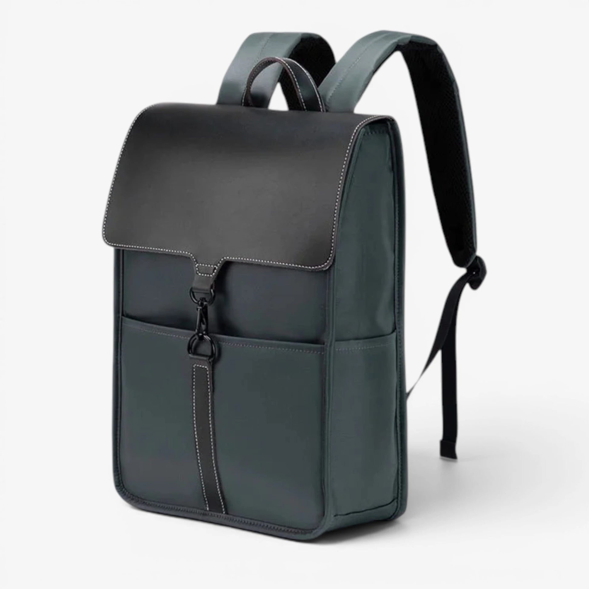 Vue latérale du sac à dos business homme imperméable avec rabat et grande capacité