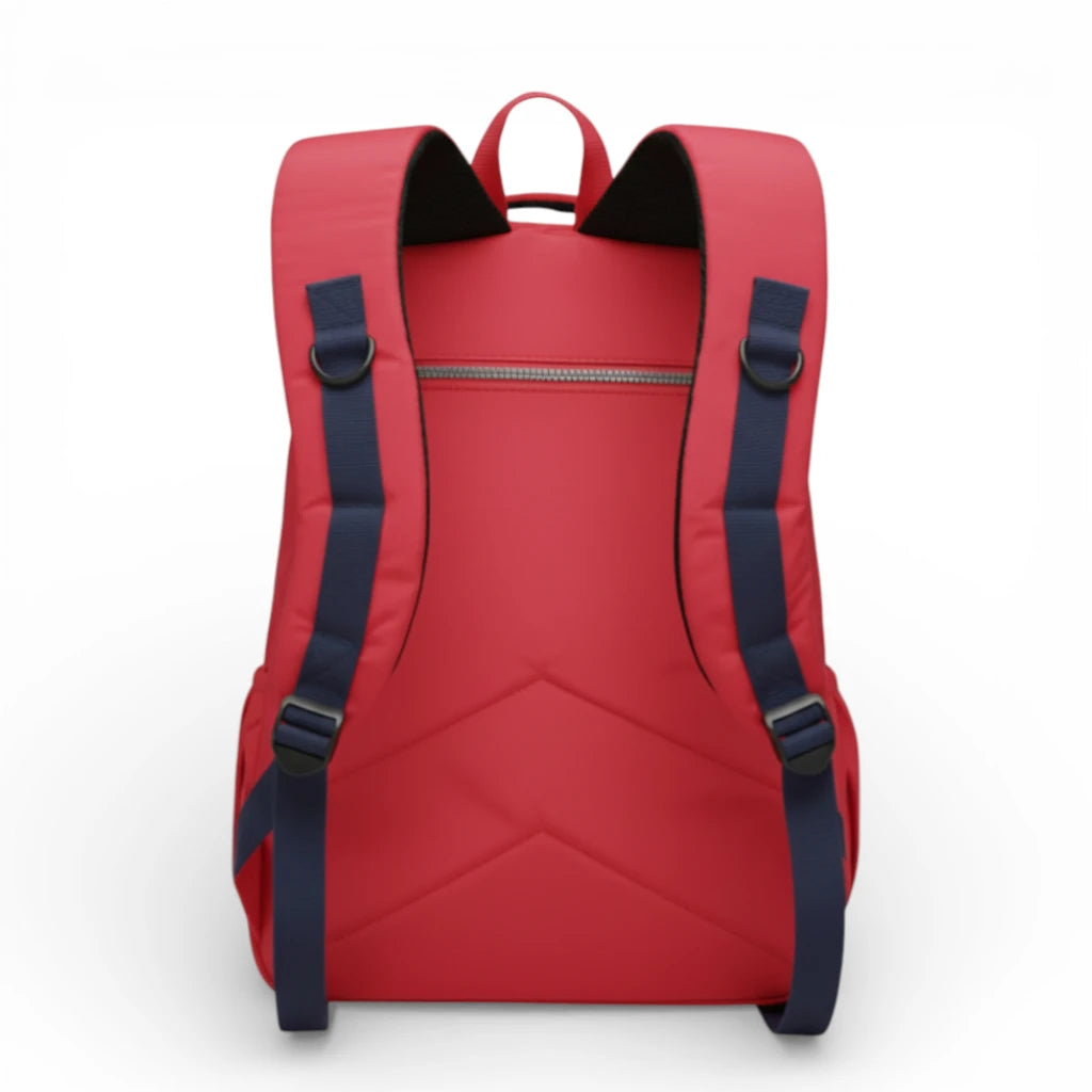 Dos du sac à dos collège fille rouge avec bretelles rembourrées ajustables