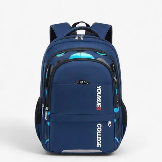 Sac à dos collège bleu pour garçon, vue de face