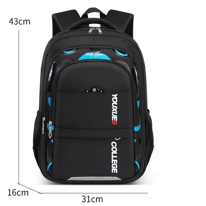 Sac à dos collège noir pour garçon, dimensions 43x31x16 cm