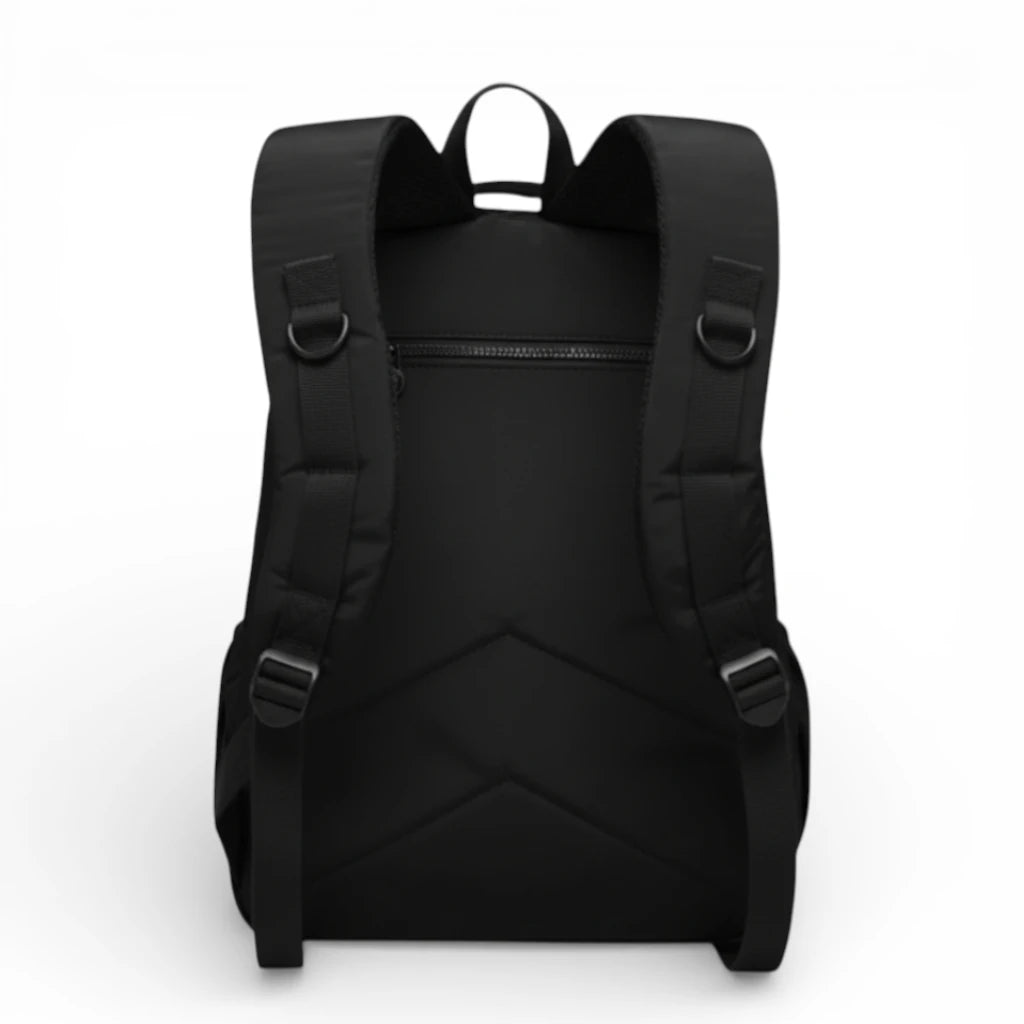 Dos du sac à dos collège garçon noir avec bretelles rembourrées ajustables