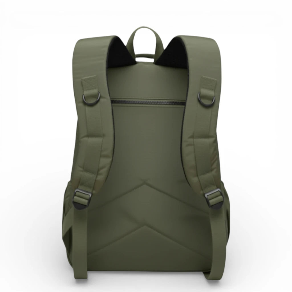 Dos du sac à dos collège kaki avec bretelles rembourrées ajustables