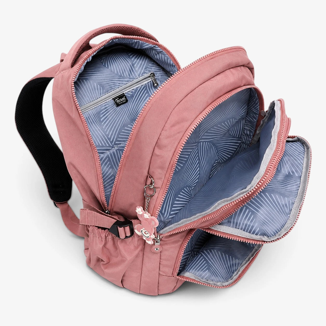 Sac à dos collège rose avec compartiments multiples 