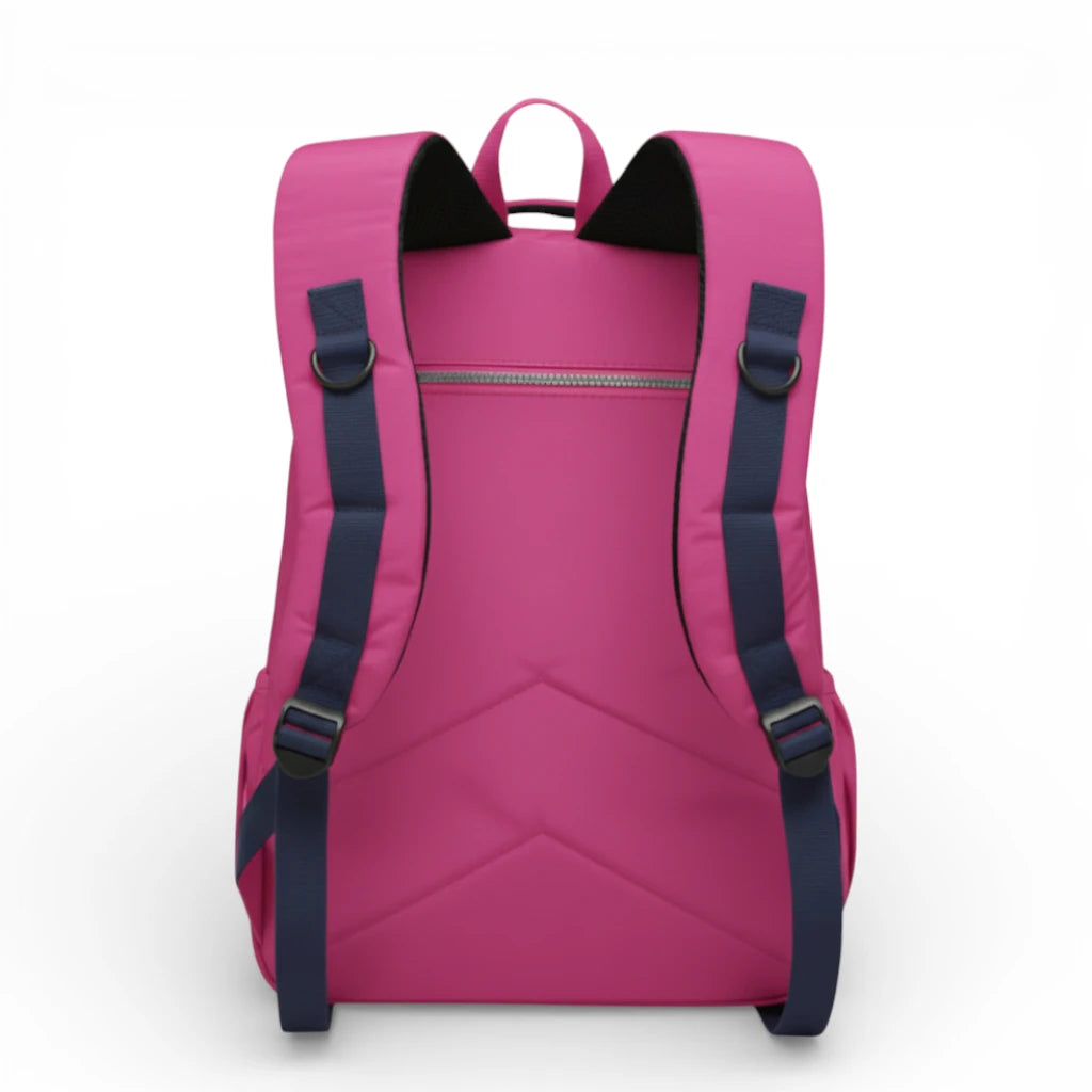 Dos du sac à dos scolaire rose avec bretelles ergonomiques rembourrées