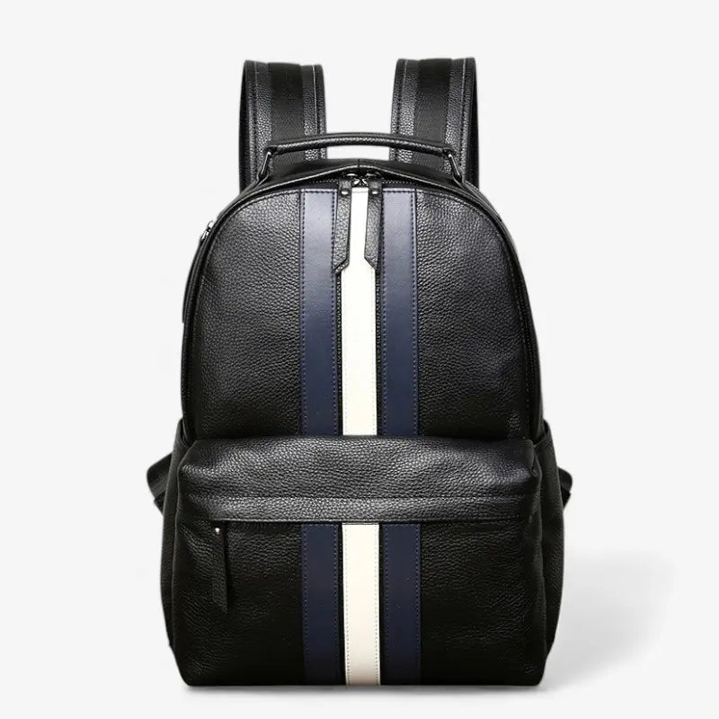 Sac à dos homme en cuir avec bandes contrastées verticales