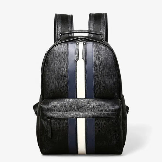 Sac à dos homme en cuir avec bandes contrastées verticales