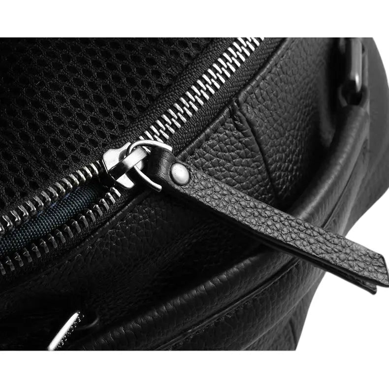 Fermeture zippée du sac à dos homme en cuir