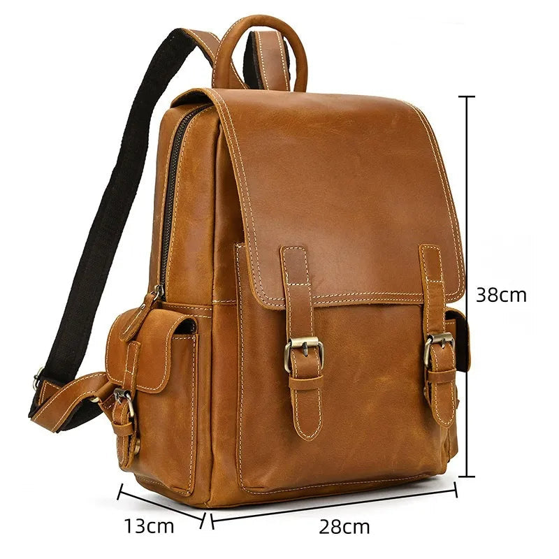dimensions sac à dos cuir homme vintage 28x13x38 cm grande capacité marron