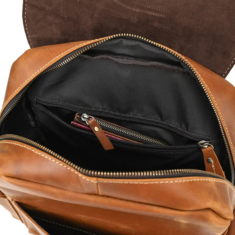 poche intérieure sac à dos cuir homme fermeture éclair rangement objets personnels