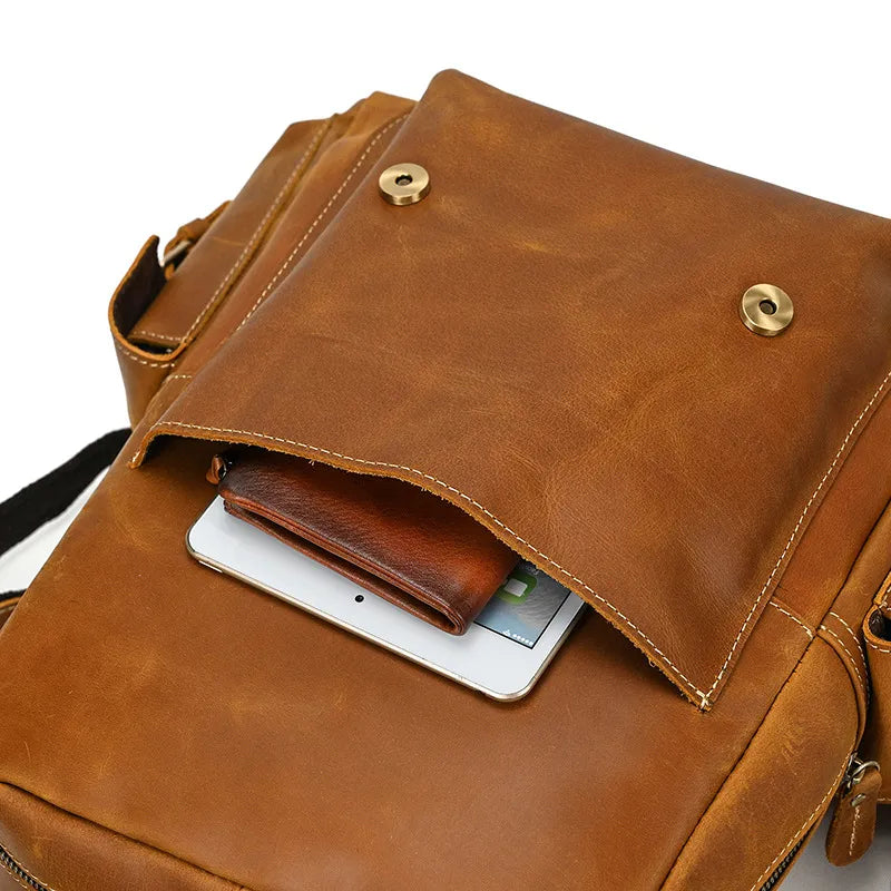 rabat sac à dos cuir homme vintage avec poche rangement sécurisé intérieur