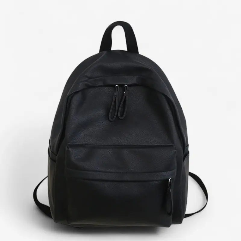 Sac à dos en cuir PU noir imperméable au design sobre et compact