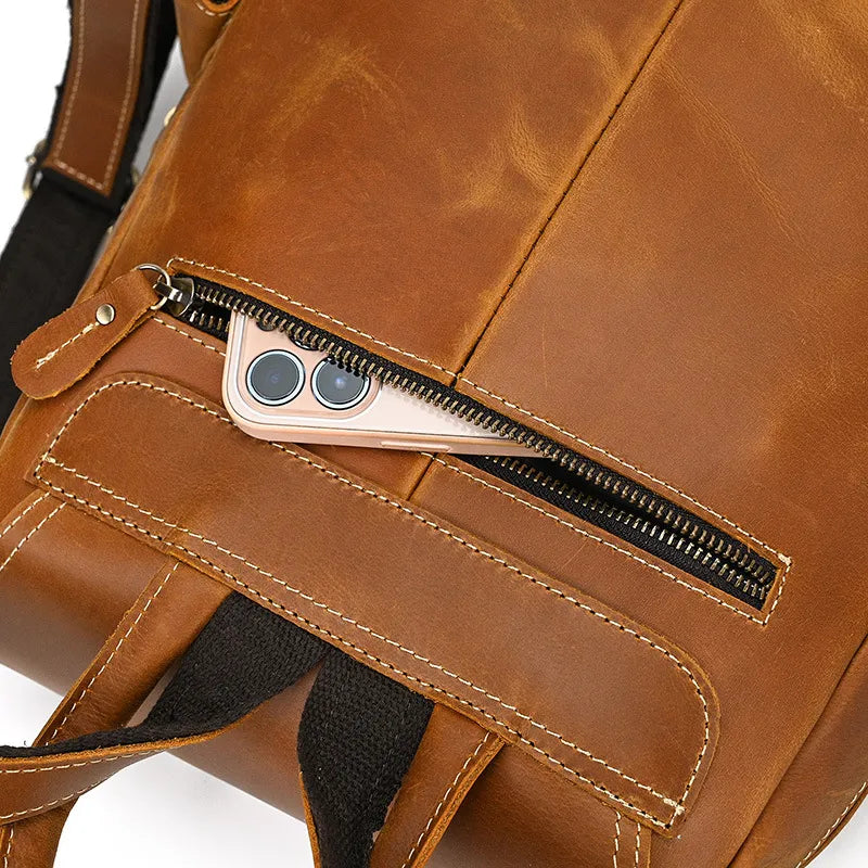 fermeture éclair sac à dos cuir vachette homme détail zip solide finition