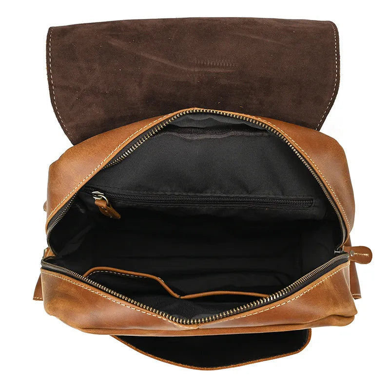 intérieur sac à dos cuir vachette homme grande capacité compartiments multiples