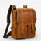 Sac à dos en cuir de vachette marron pour homme avec poches avant et compartiment ordinateur portable