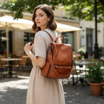 Sac à dos cuir véritable femme – Vintage robuste & poches antivol - Vignette | Sacs pour tous