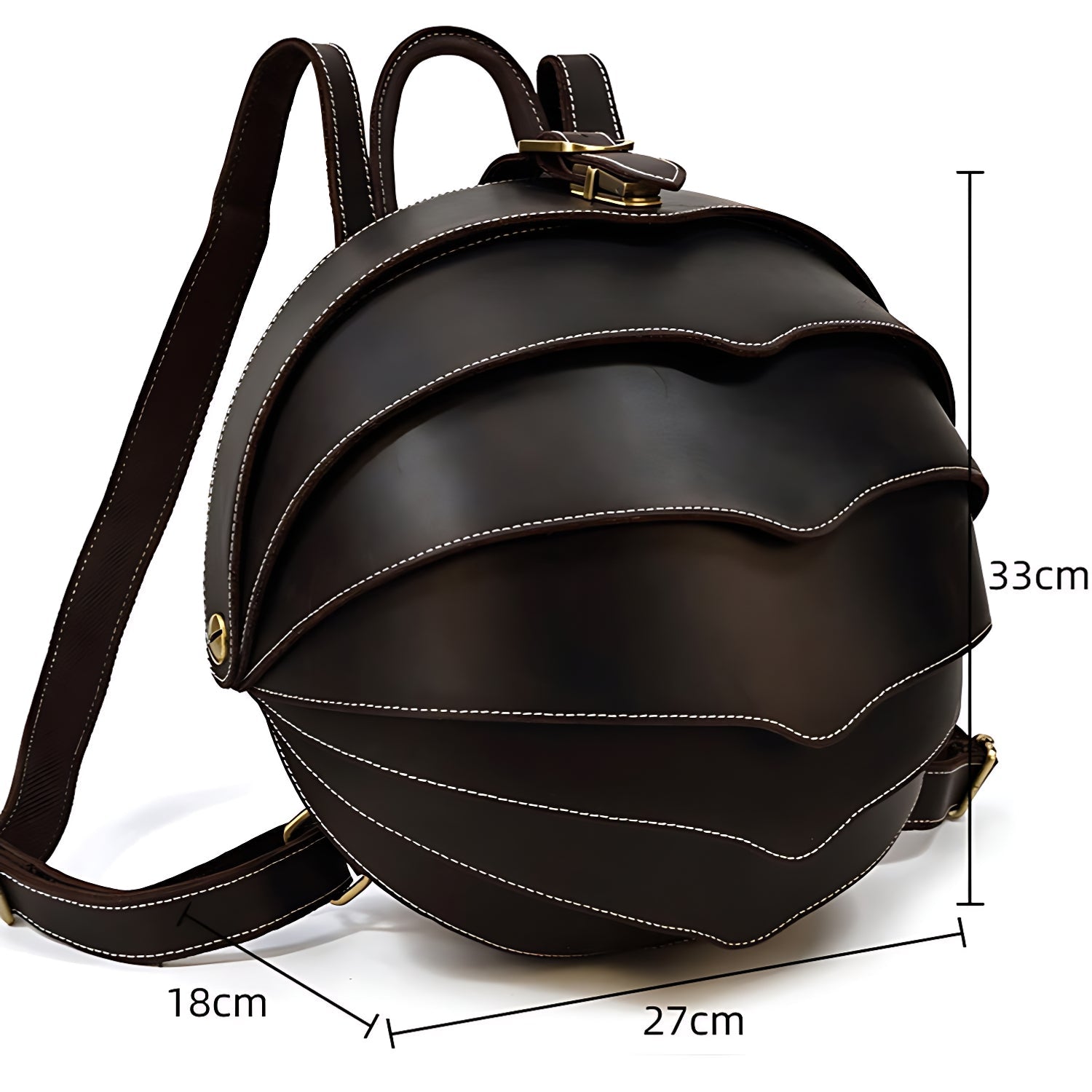 Sac à dos cuir vintage noir 18x33x27 cm avec bretelles réglables