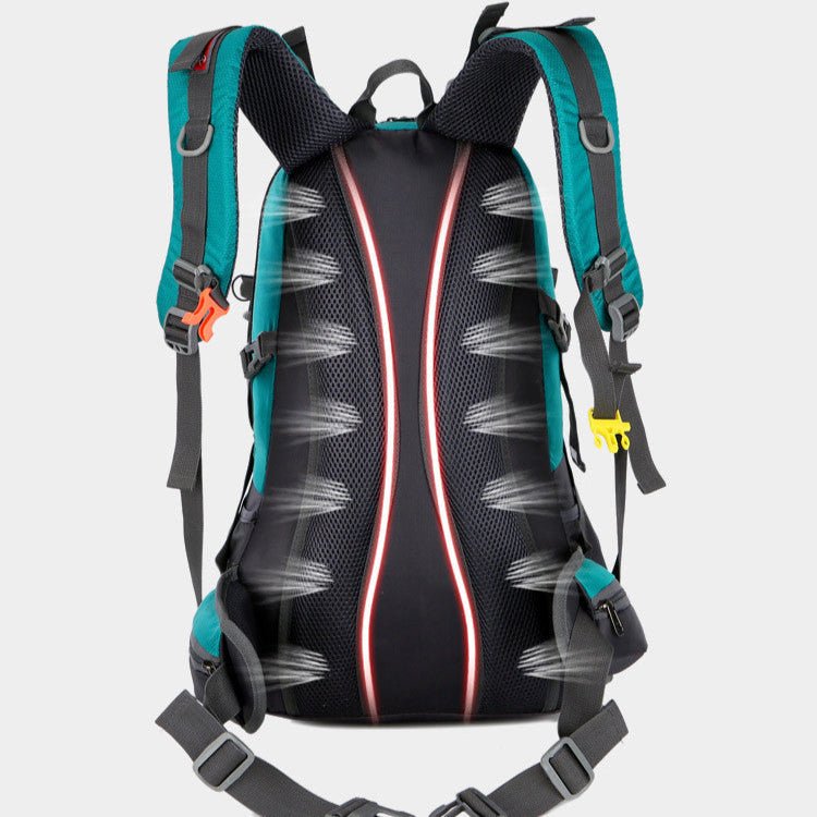 Dos sac à dos randonnée 40L vert et noir – dossier ergonomique en mesh respirant avec coussin dorsal 3D, bretelles épaisses et ceinture ventrale