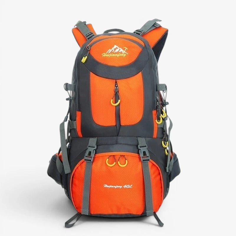 Sac à dos randonnée 40L orange et gris – sac imperméable robuste avec boucles renforcées, idéal pour le trekking, le trail et les activités outdoor
