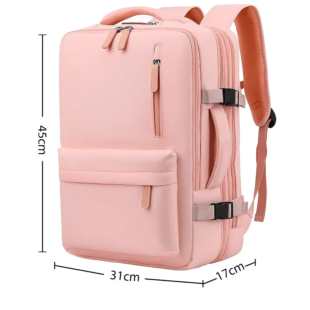 Dimensions du sac à dos cabine rose 35L – 45 x 31 x 17 cm – Format bagage cabine