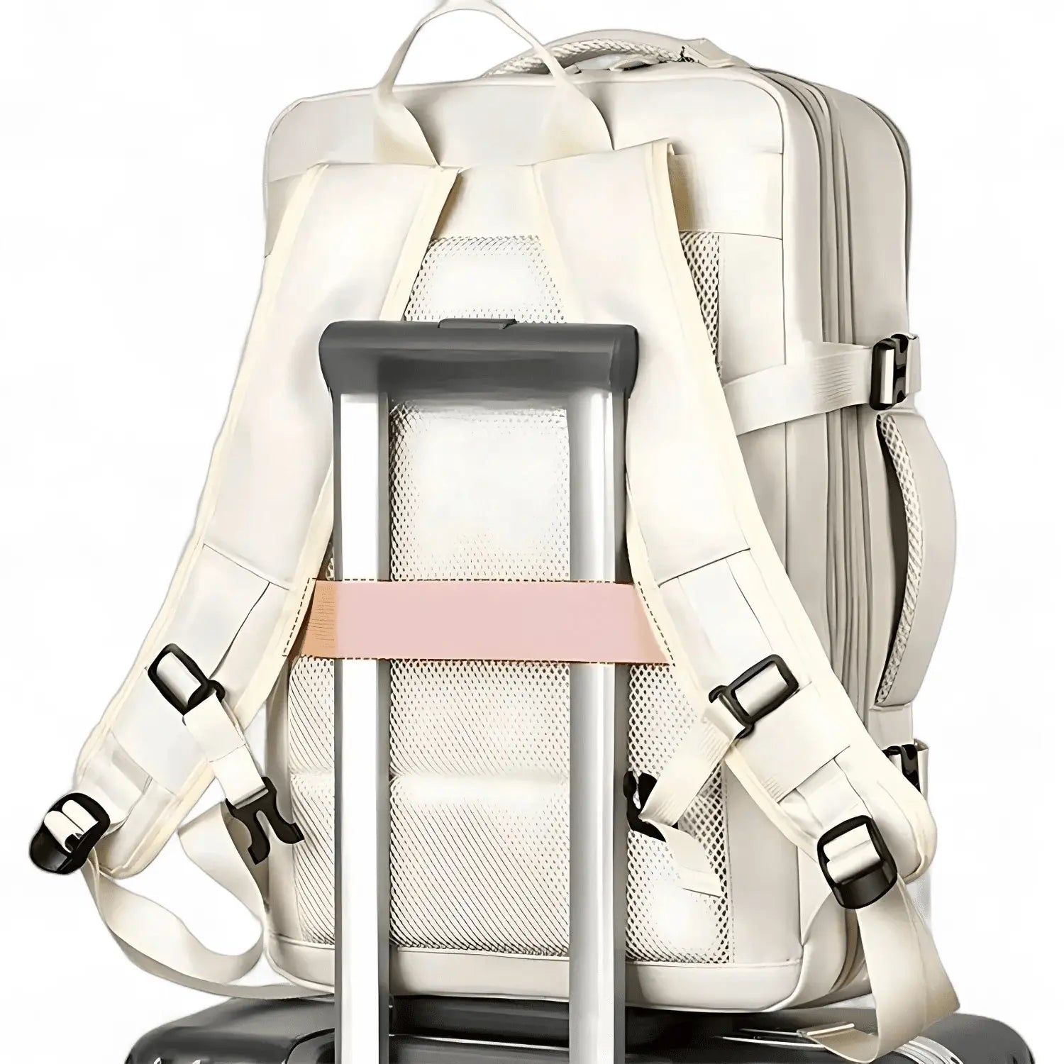 Sac à dos cabine 35L fixé sur valise – Sangle arrière pour trolley – Transport pratique
