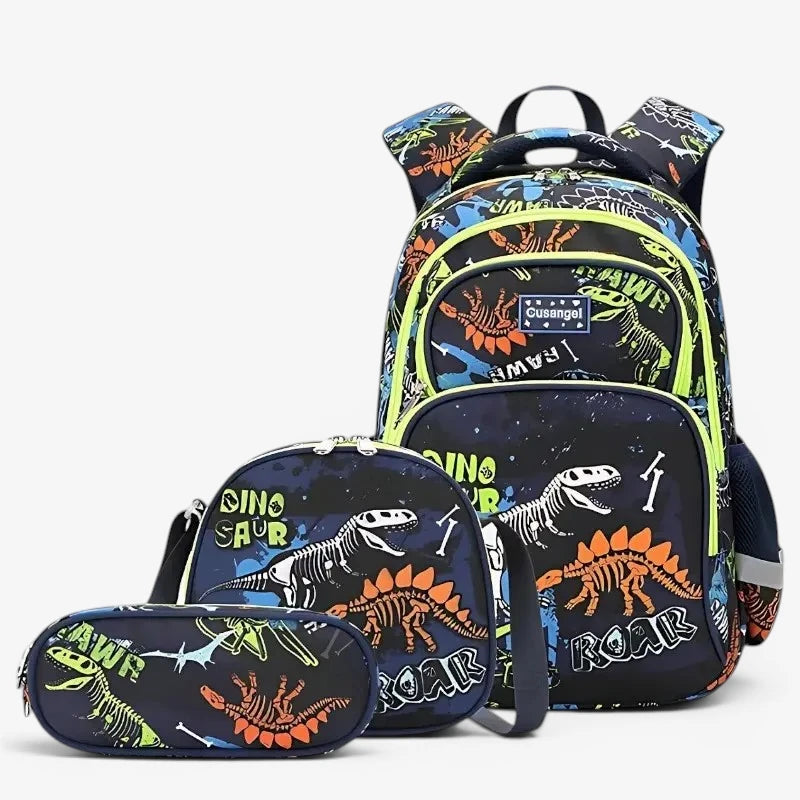 Sac à dos ergonomique violet pour fille avec trousse et sac repas assortis