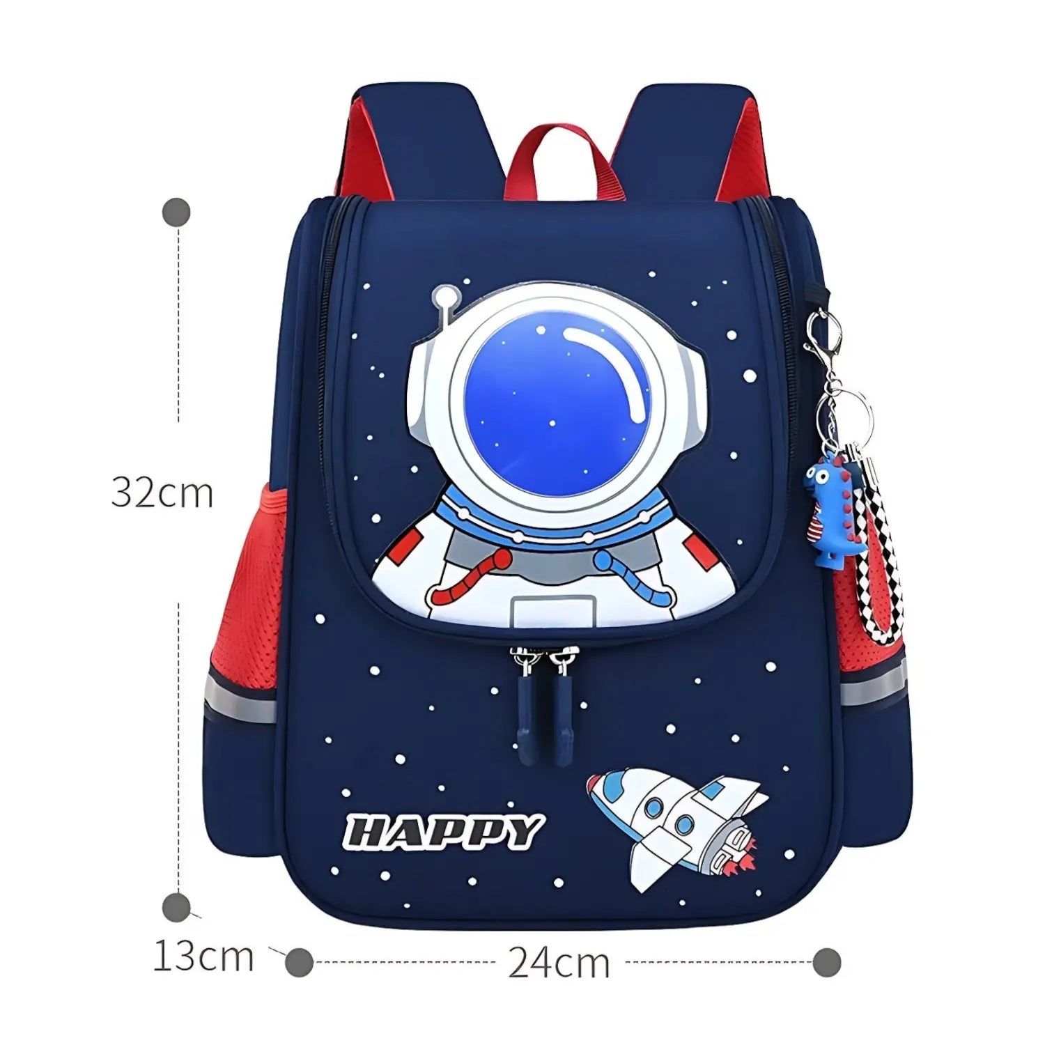Dimensions du sac à dos ergonomique astronaute bleu enfant 30x26x10 cm