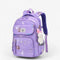 Sac à dos ergonomique fille violet motif étoiles avec peluche lapin pour écolières primaires