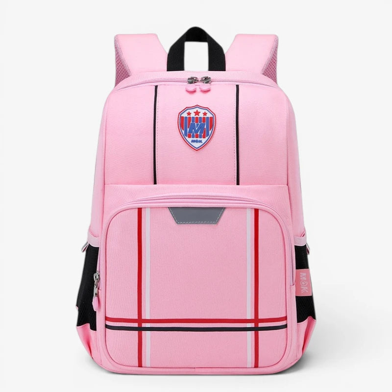 Sac à dos ergonomique fille rose style cartable pour école primaire imperméable avec grande poche avant zippée