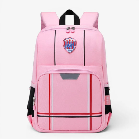 Sac à dos ergonomique fille rose style cartable pour école primaire imperméable avec grande poche avant zippée