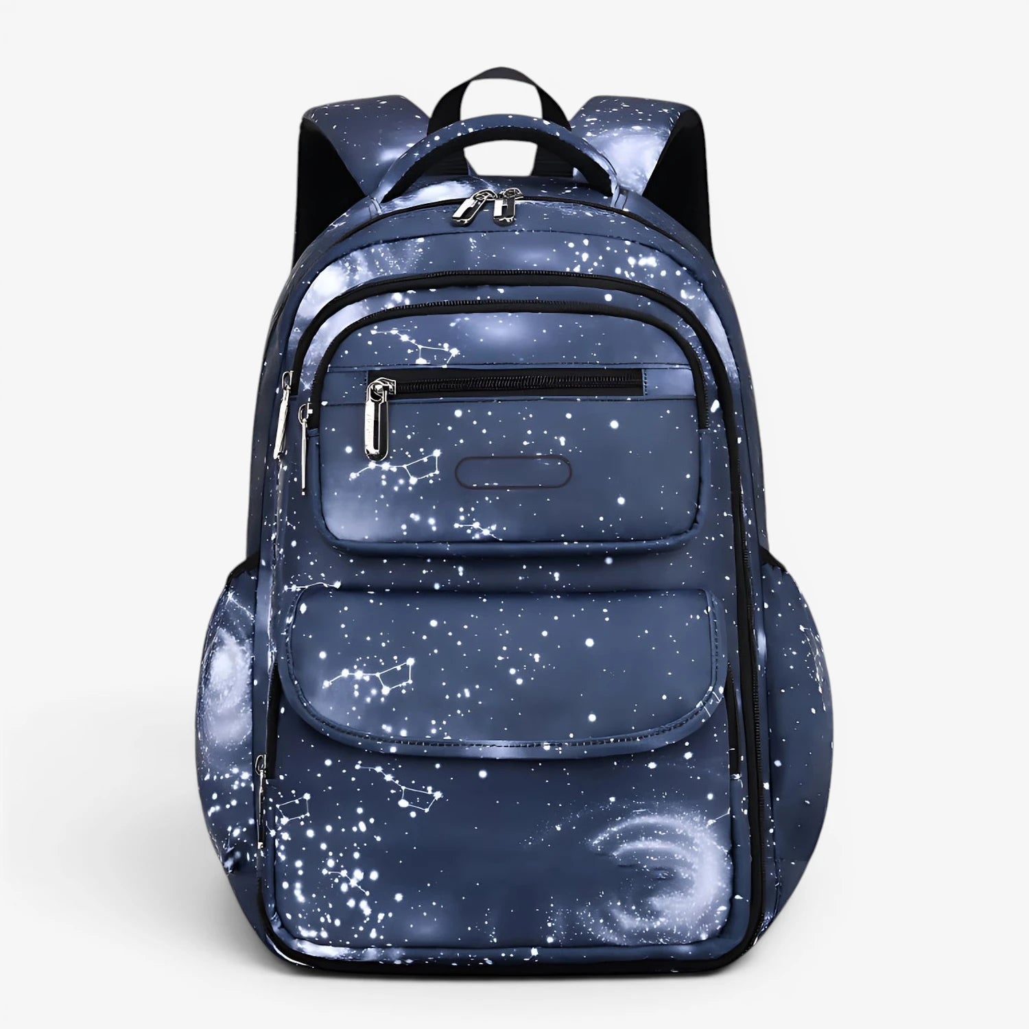 Sac à dos ergonomique gris motif galaxie – vue de face