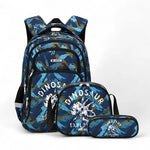 Sac à dos ergonomique 3 pièces garçon dinosaure bleu – École primaire et collège - Vignette | Sacs pour tous