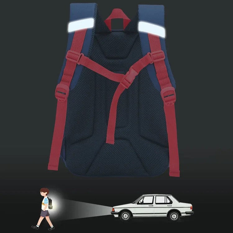 Sac à dos ergonomique avec bandes réfléchissantes pour sécurité enfant la nuit ou en faible luminosité