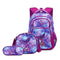 sac à dos ergonomique fille motif sirène violet 3 pièces avec trousse et sac repas