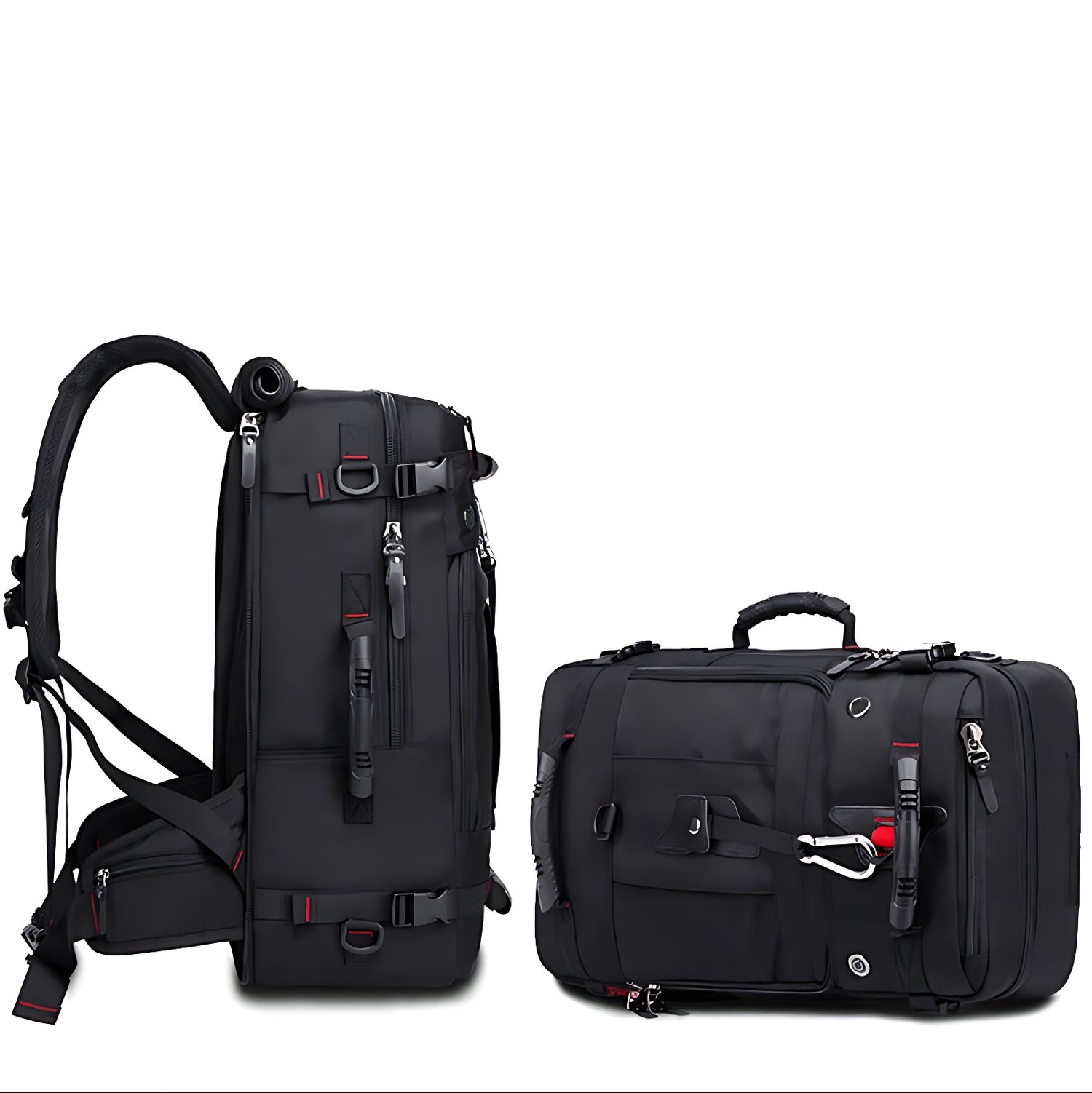 Sac à dos étanche 50L convertible en sac de voyage façon valise avec poignée latérale