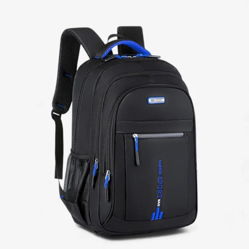 Sac à dos étudiant noir avec détails bleus