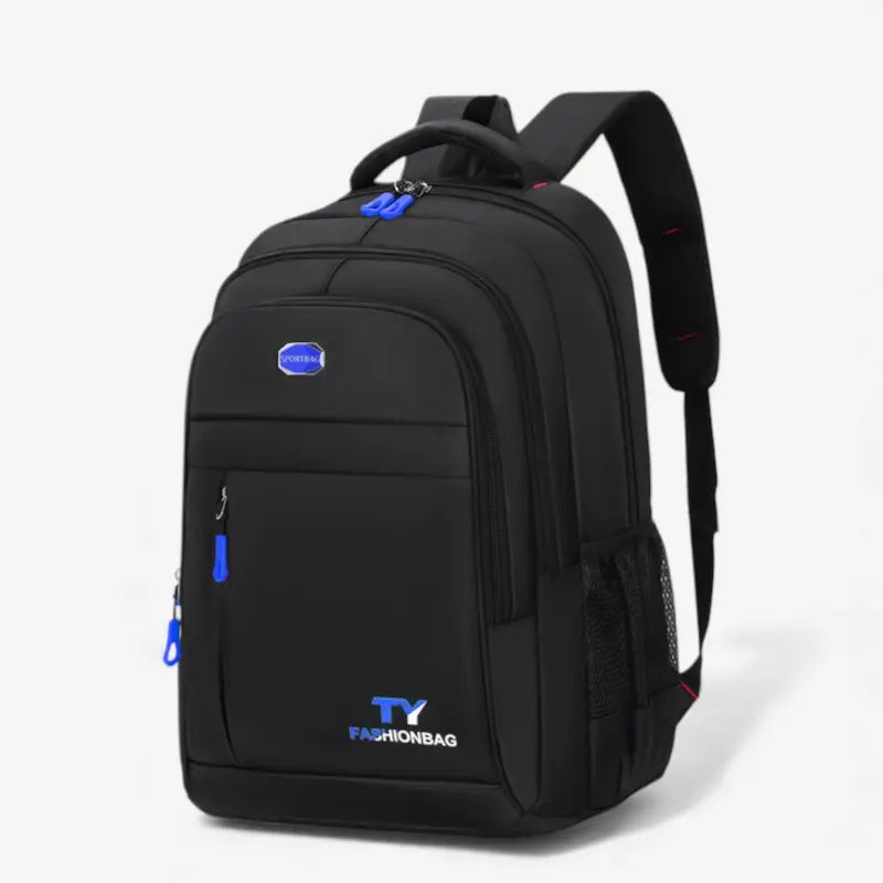 Sac à dos étudiant noir avec logo bleu