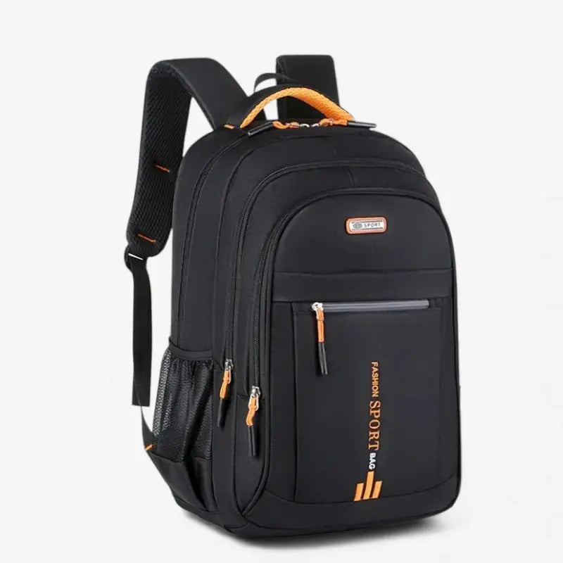 Sac à dos étudiant noir avec détails orange