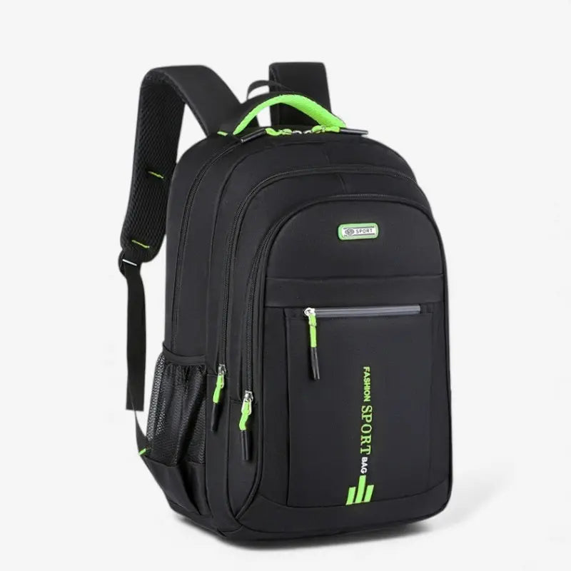 Sac à dos étudiant noir avec détails verts