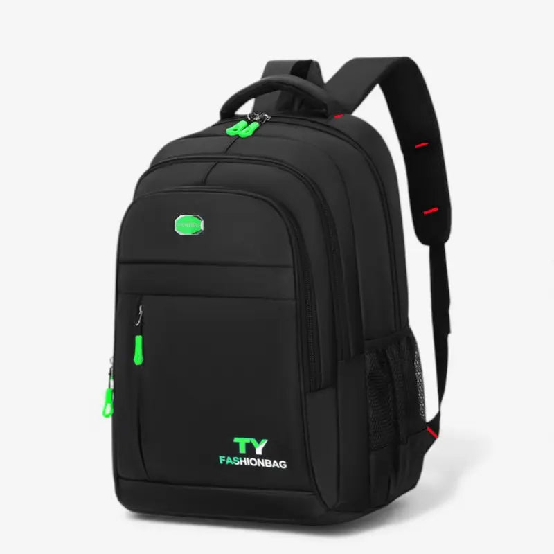 Sac à dos étudiant noir avec logo vert