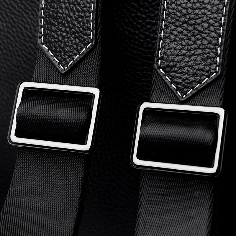 zoom bretelles ajustables sac à dos femme cuir noir